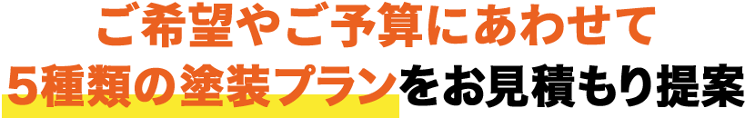 ご希望やご予算にあわせて５種類の塗装プランをお見積り提案